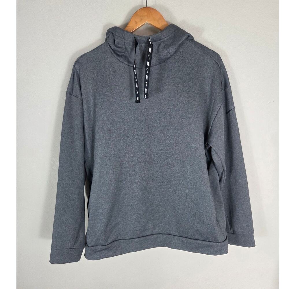 Nike Woman's Gray Dri-Fit Fleece Lined Athleisure Active Hoodie Size Large